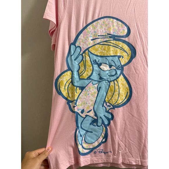 🔴The Smurfs x Unique Vintage Pink Smurfs Fitted Tee size M - Picture 2 of 7
